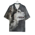Alaskan Malamute Painting Print Rayon Hawaiian Shirt