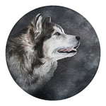 Alaskan Malamute Painting Print Round Blanket