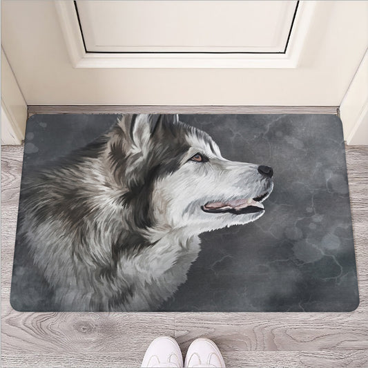 Alaskan Malamute Painting Print Rubber Doormat
