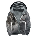 Alaskan Malamute Painting Print Sherpa Lined Zip Up Hoodie
