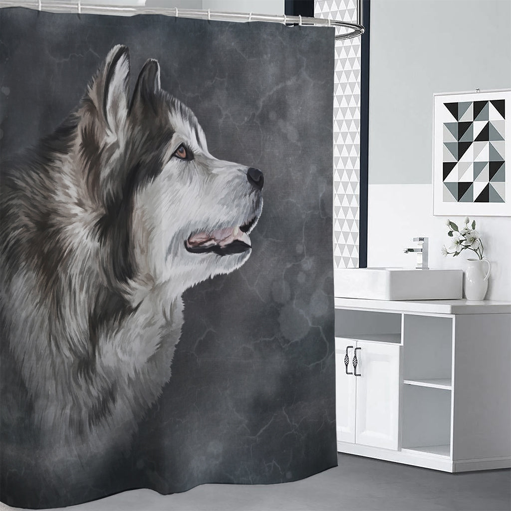 Alaskan Malamute Painting Print Shower Curtain