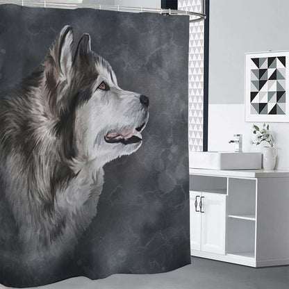 Alaskan Malamute Painting Print Shower Curtain
