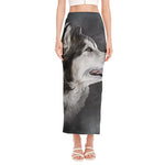 Alaskan Malamute Painting Print Side Slit Maxi Skirt