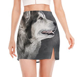 Alaskan Malamute Painting Print Side Slit Mini Skirt