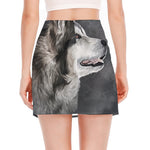 Alaskan Malamute Painting Print Side Slit Mini Skirt
