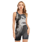 Alaskan Malamute Painting Print Sleeveless One Piece Swimsuit