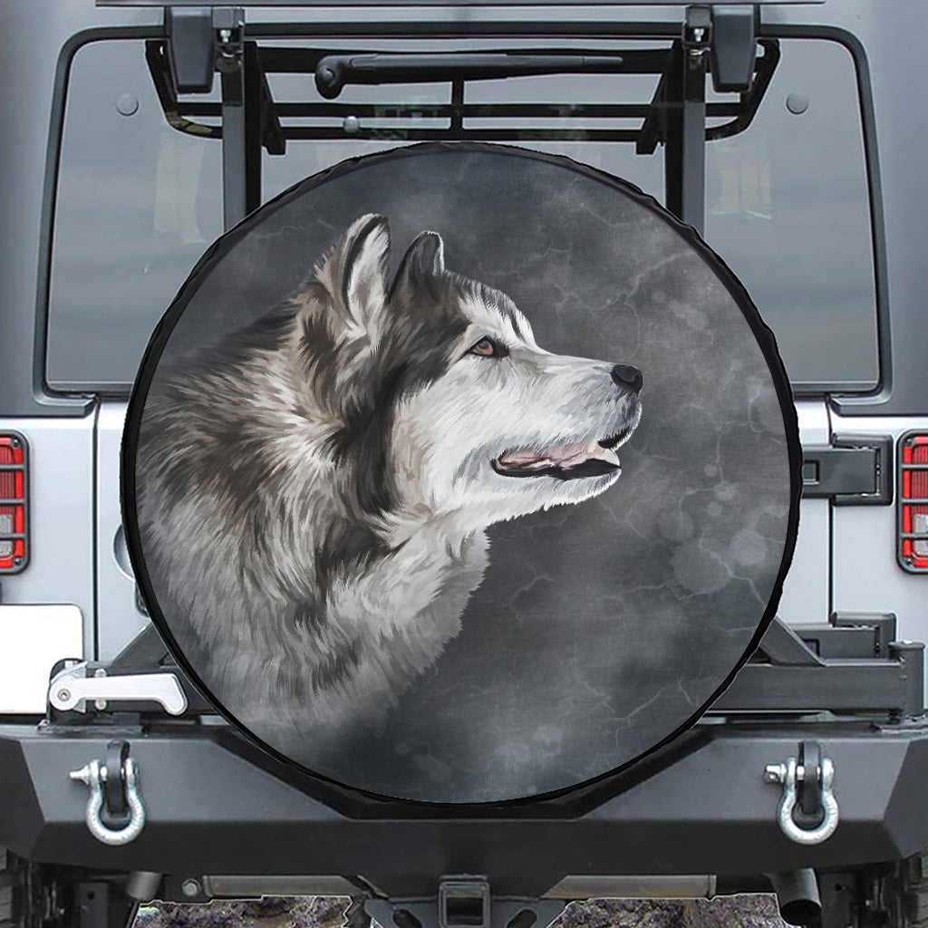 Alaskan Malamute Painting Print Tire Cover