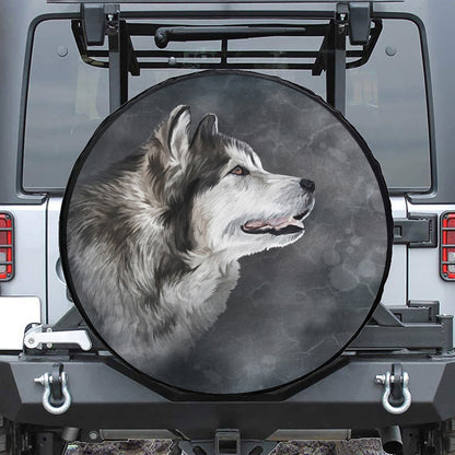 Alaskan Malamute Painting Print Tire Cover