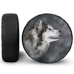 Alaskan Malamute Painting Print Tire Cover