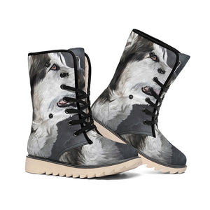 Alaskan Malamute Painting Print Winter Boots