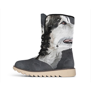 Alaskan Malamute Painting Print Winter Boots