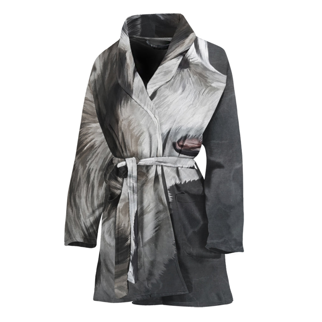 Alaskan Malamute Painting Print Women's Bathrobe