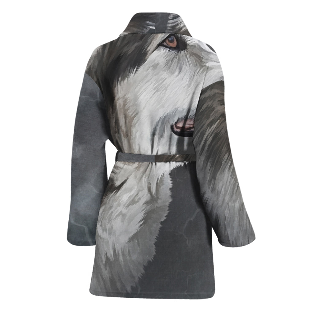 Alaskan Malamute Painting Print Women's Bathrobe