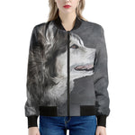 Alaskan Malamute Painting Print Women's Bomber Jacket