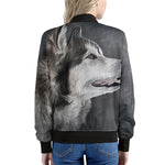 Alaskan Malamute Painting Print Women's Bomber Jacket