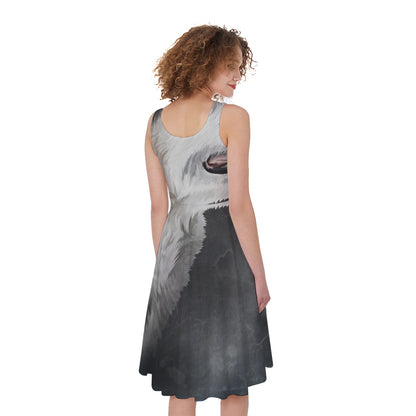 Alaskan Malamute Painting Print Women's Sleeveless Dress
