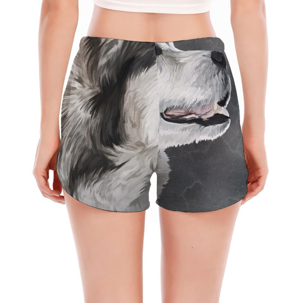 Alaskan Malamute Painting Print Women's Split Running Shorts