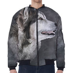 Alaskan Malamute Painting Print Zip Sleeve Bomber Jacket