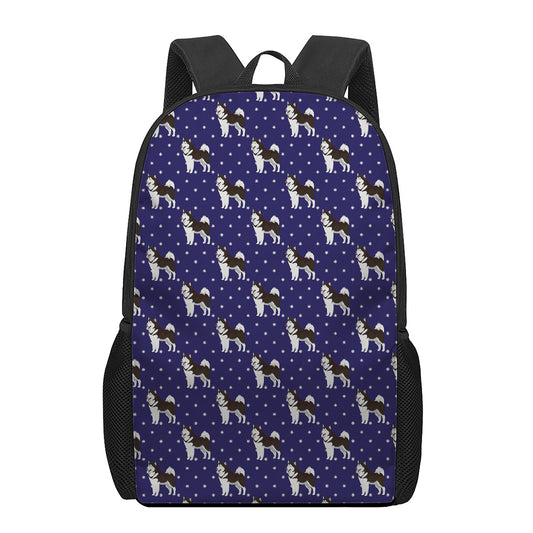 Alaskan Malamute Pattern Print 17 Inch Backpack