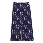 Alaskan Malamute Pattern Print Cotton Front Slit Maxi Skirt