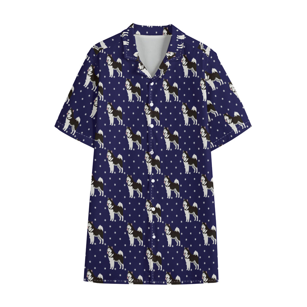 Alaskan Malamute Pattern Print Cotton Hawaiian Shirt