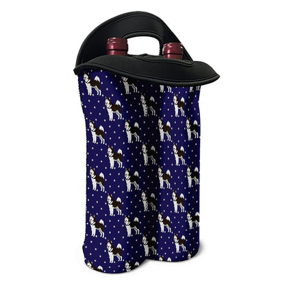 Alaskan Malamute Pattern Print Double Neoprene Wine Tote