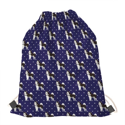 Alaskan Malamute Pattern Print Drawstring Bag