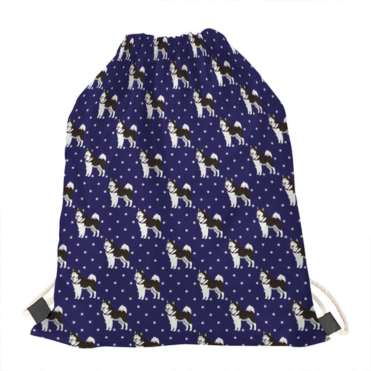Alaskan Malamute Pattern Print Drawstring Bag