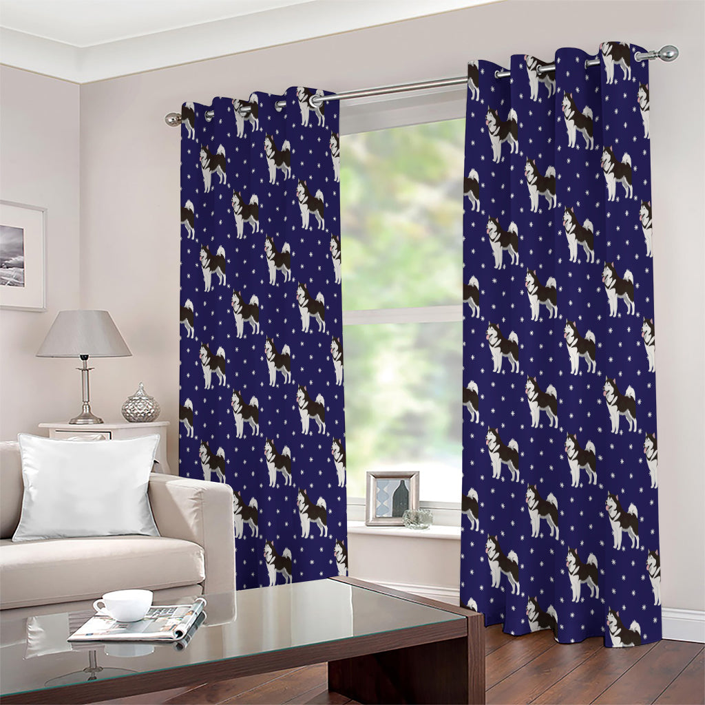 Alaskan Malamute Pattern Print Extra Wide Grommet Curtains