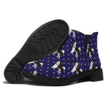 Alaskan Malamute Pattern Print Flat Ankle Boots