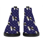 Alaskan Malamute Pattern Print Flat Ankle Boots