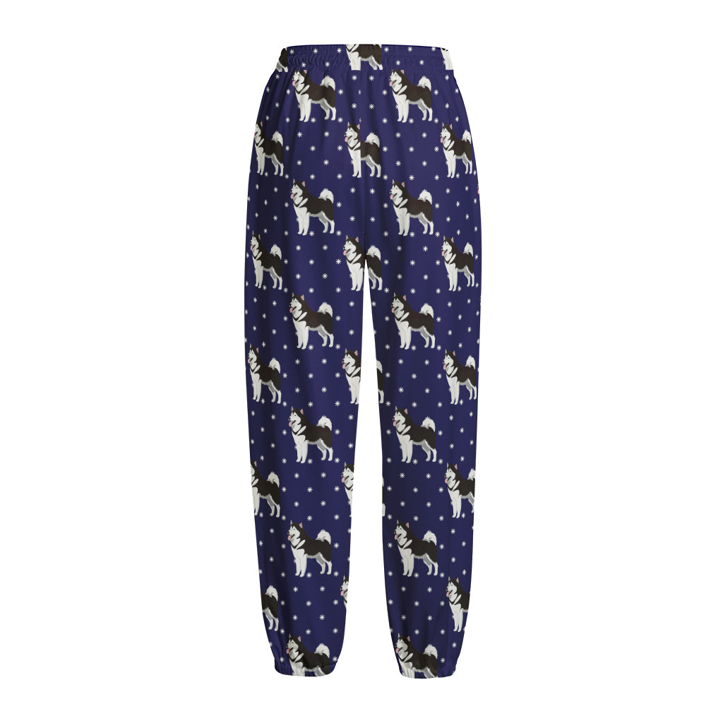 Alaskan Malamute Pattern Print Fleece Lined Knit Pants