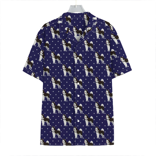 Alaskan Malamute Pattern Print Hawaiian Shirt