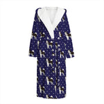 Alaskan Malamute Pattern Print Hooded Bathrobe