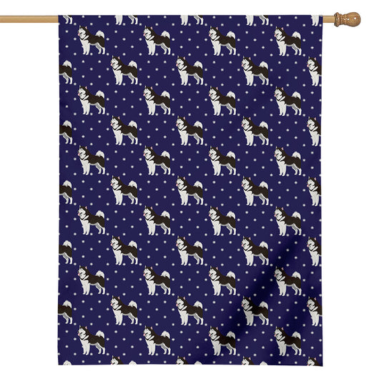 Alaskan Malamute Pattern Print House Flag