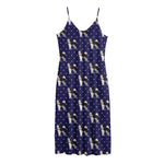 Alaskan Malamute Pattern Print Jersey Midi Cami Dress