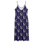 Alaskan Malamute Pattern Print Jersey Midi Cami Dress