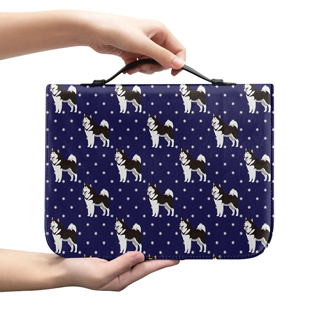 Alaskan Malamute Pattern Print Leather Bible Cover