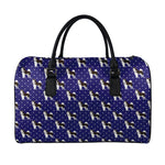 Alaskan Malamute Pattern Print Leather Duffle Bag