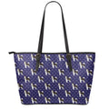 Alaskan Malamute Pattern Print Leather Tote Bag With Zipper
