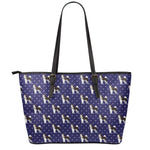 Alaskan Malamute Pattern Print Leather Tote Bag