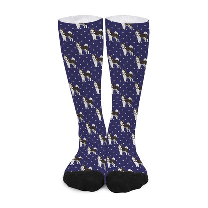 Alaskan Malamute Pattern Print Long Socks