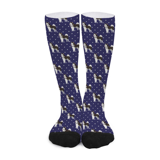 Alaskan Malamute Pattern Print Long Socks
