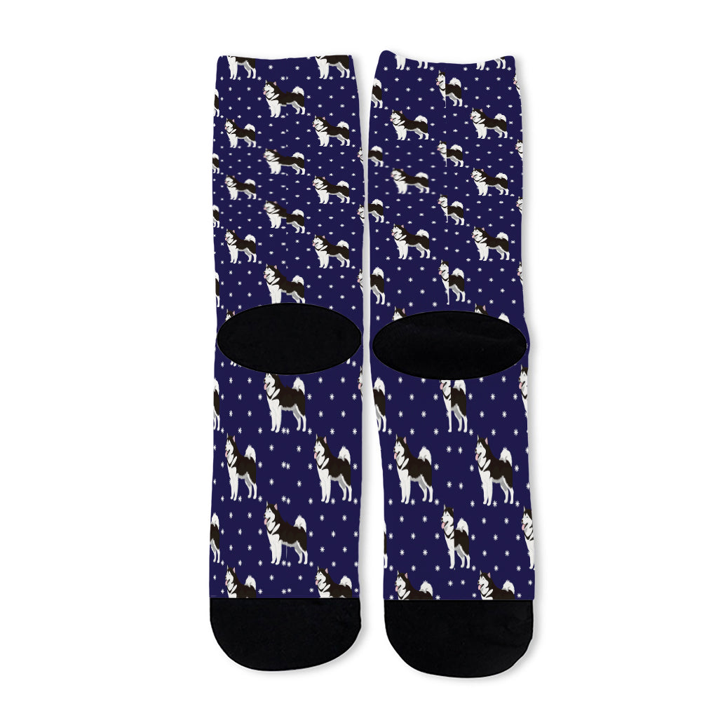 Alaskan Malamute Pattern Print Long Socks