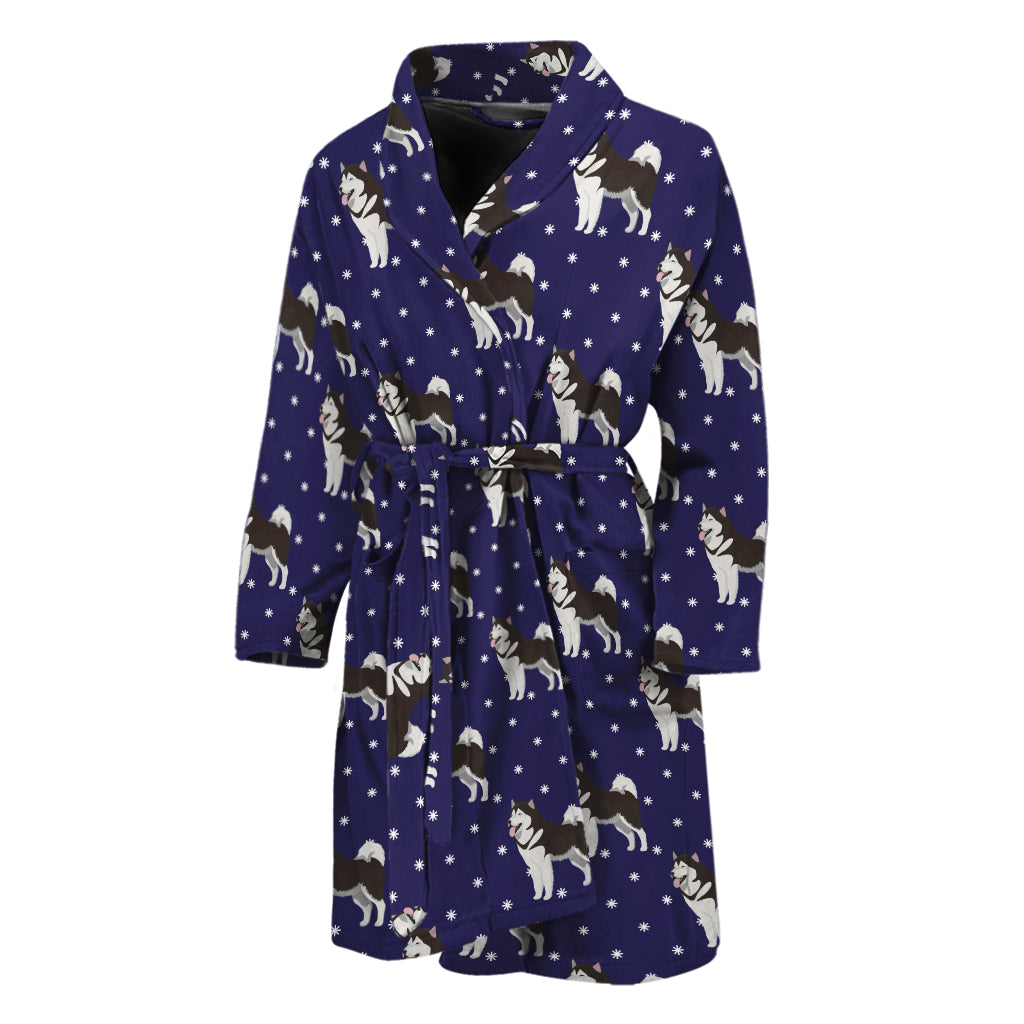 Alaskan Malamute Pattern Print Men's Bathrobe