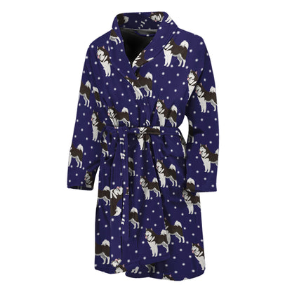 Alaskan Malamute Pattern Print Men's Bathrobe