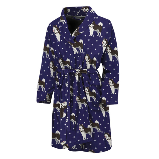 Alaskan Malamute Pattern Print Men's Bathrobe