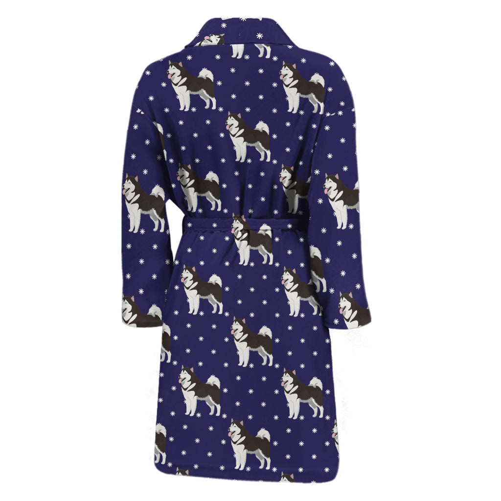Alaskan Malamute Pattern Print Men's Bathrobe