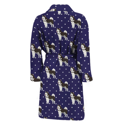 Alaskan Malamute Pattern Print Men's Bathrobe