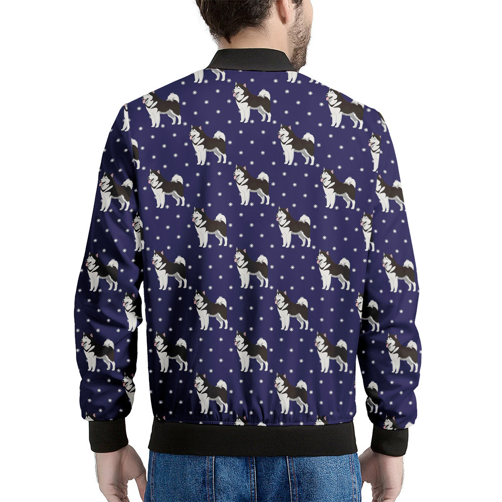 Alaskan Malamute Pattern Print Men's Bomber Jacket